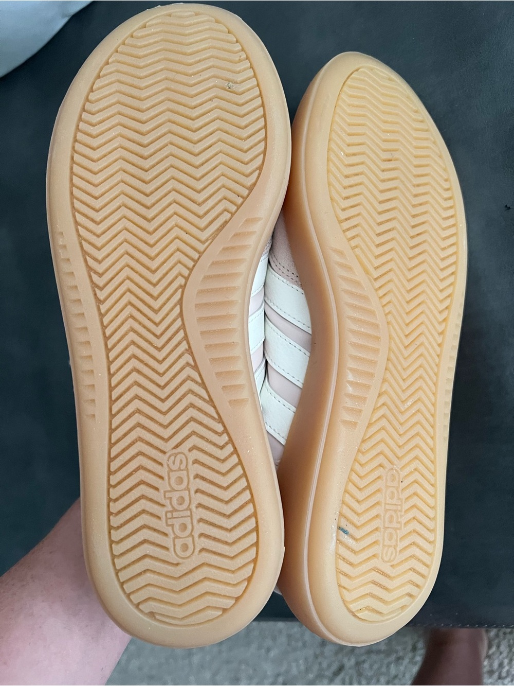Adidas Pale Pink and White 3-Stripe Sneakers - Picture 4 of 5